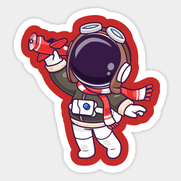 Cute Astronaut Pilot Playing Plane Toy Cartoon Sticker by Catalyst Labs